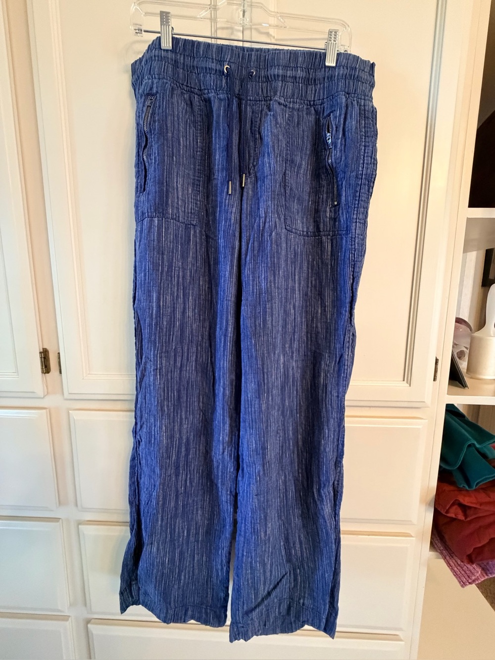 Athleta blue xl linen women’s wide leg pants